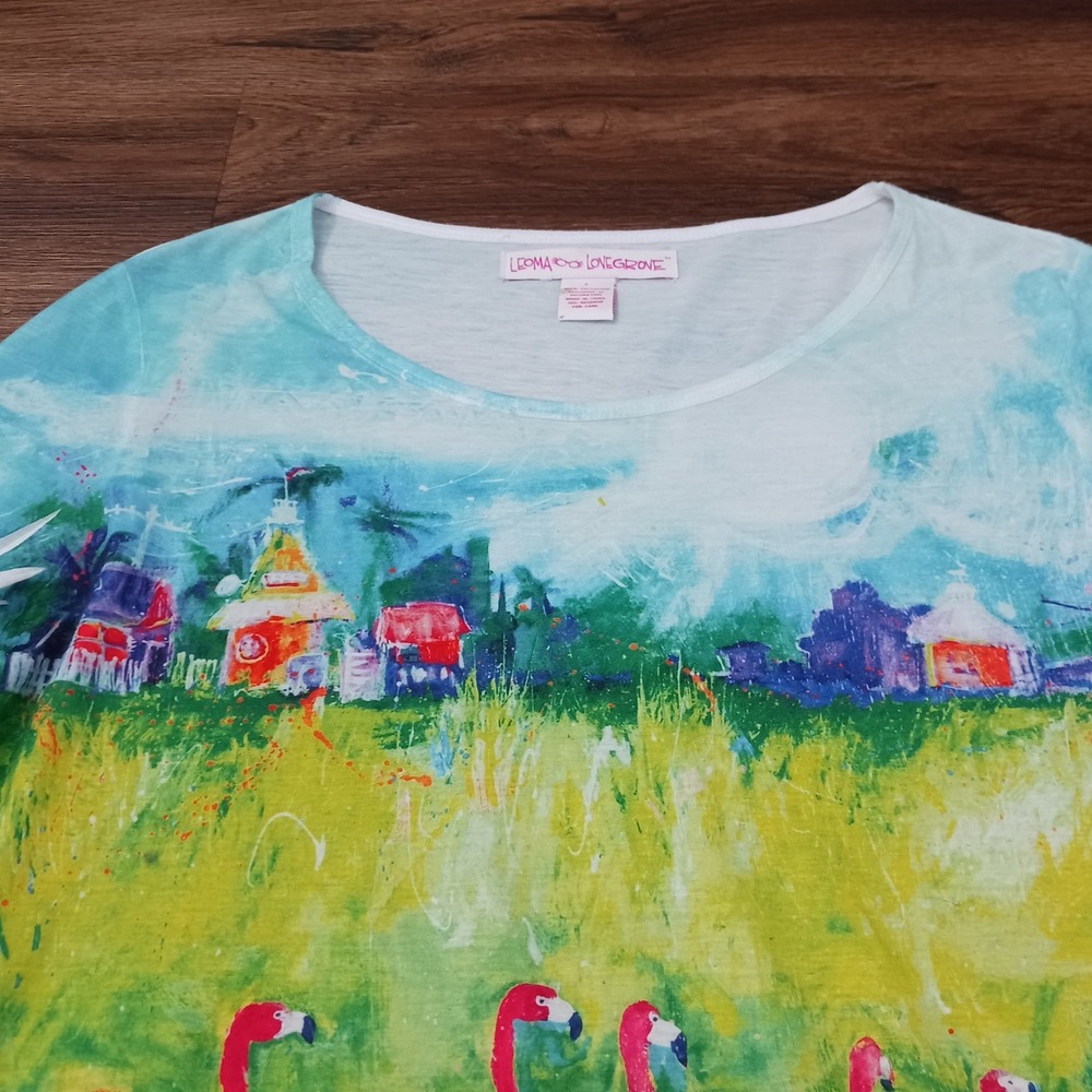 Leoma Lovegrove Flamingo You've Been Flocked Art Print Top 3/4 Sleeve Large - Picture 4 of 6